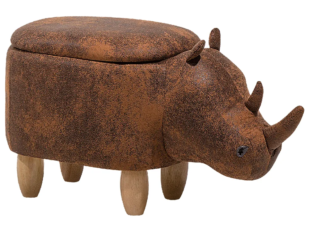 Storage Animal Stool RHINO Rhino Faux Leather Light Brown