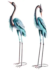 Set of 2 Garden Figurines MALOLOS Heron Blue_1083048