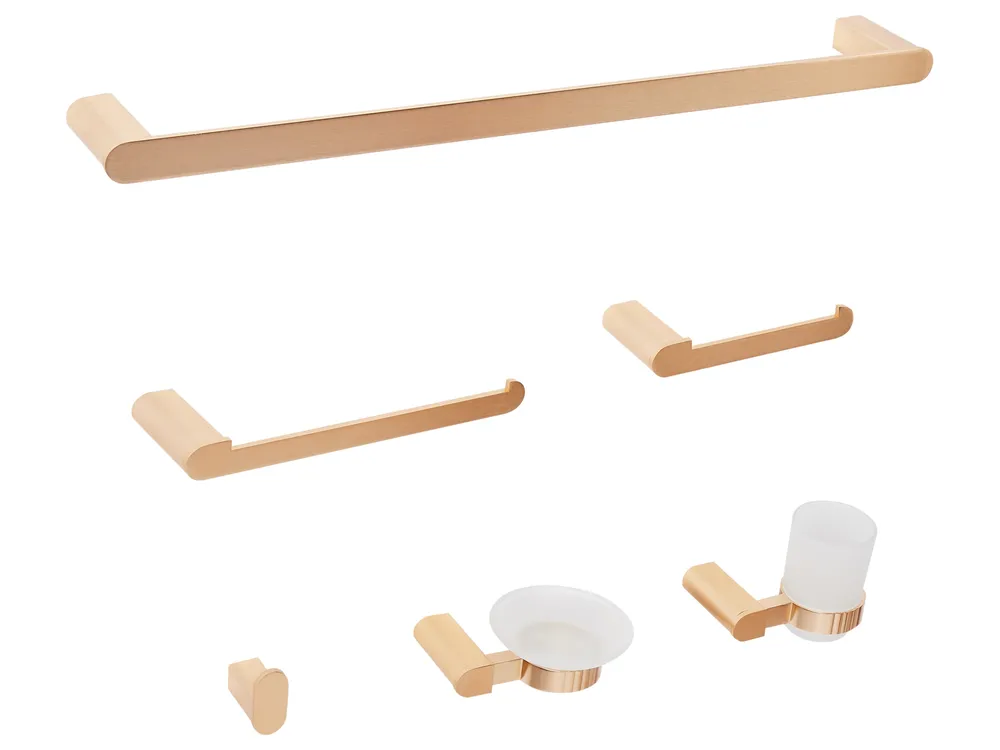 6-Piece Bathroom Hardware Set PARACAS with Towel Bars and Hooks Gold