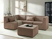Modular Corner Sofa 4 Seater LEMVIG with Ottoman Corduroy Dark Beige Right Hand_1154499