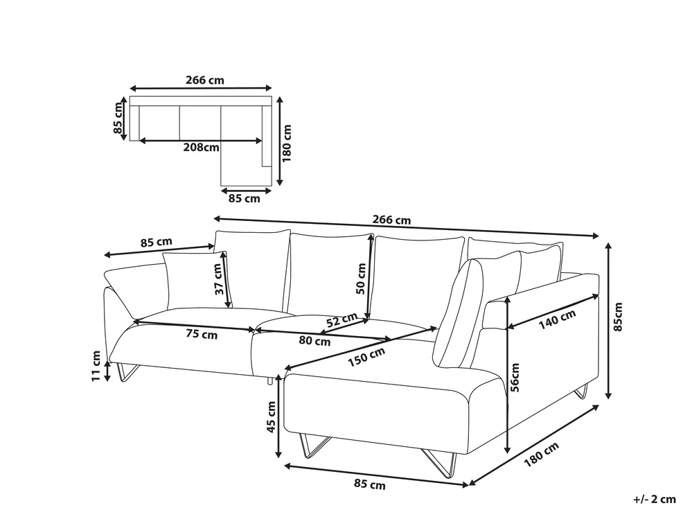 Corner Sofa 4 Seater LUNNER Corduroy Light Beige Left Hand_945684