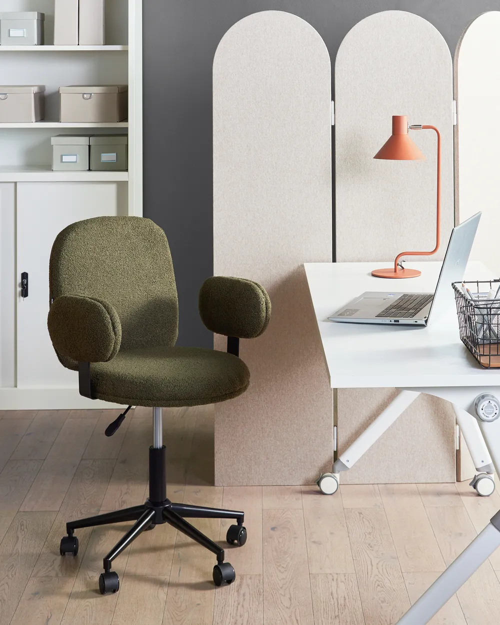 Desk Chair MORAGA Boucle Dark Green