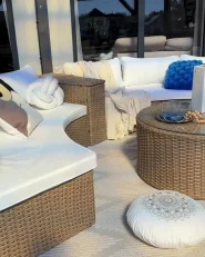 Garden Lounge Set with Table 9 Seater SEVERO PE Rattan Beige_998356
