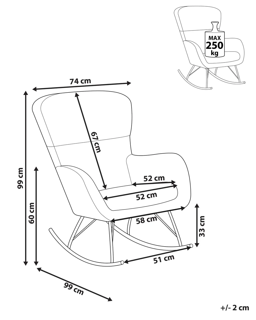 Rocking Chair ANASET Boucle Sand Beige_914717