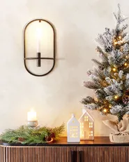 Set of 2 Wall Candle Holders CAVIANA 38 cm Metal Black_882029