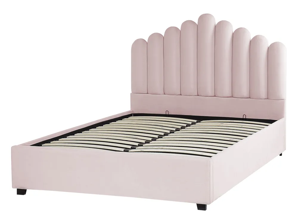 Ottoman Bed VINCENNES Velvet Pastel Pink 140 x 200 cm (EU Double)_837325