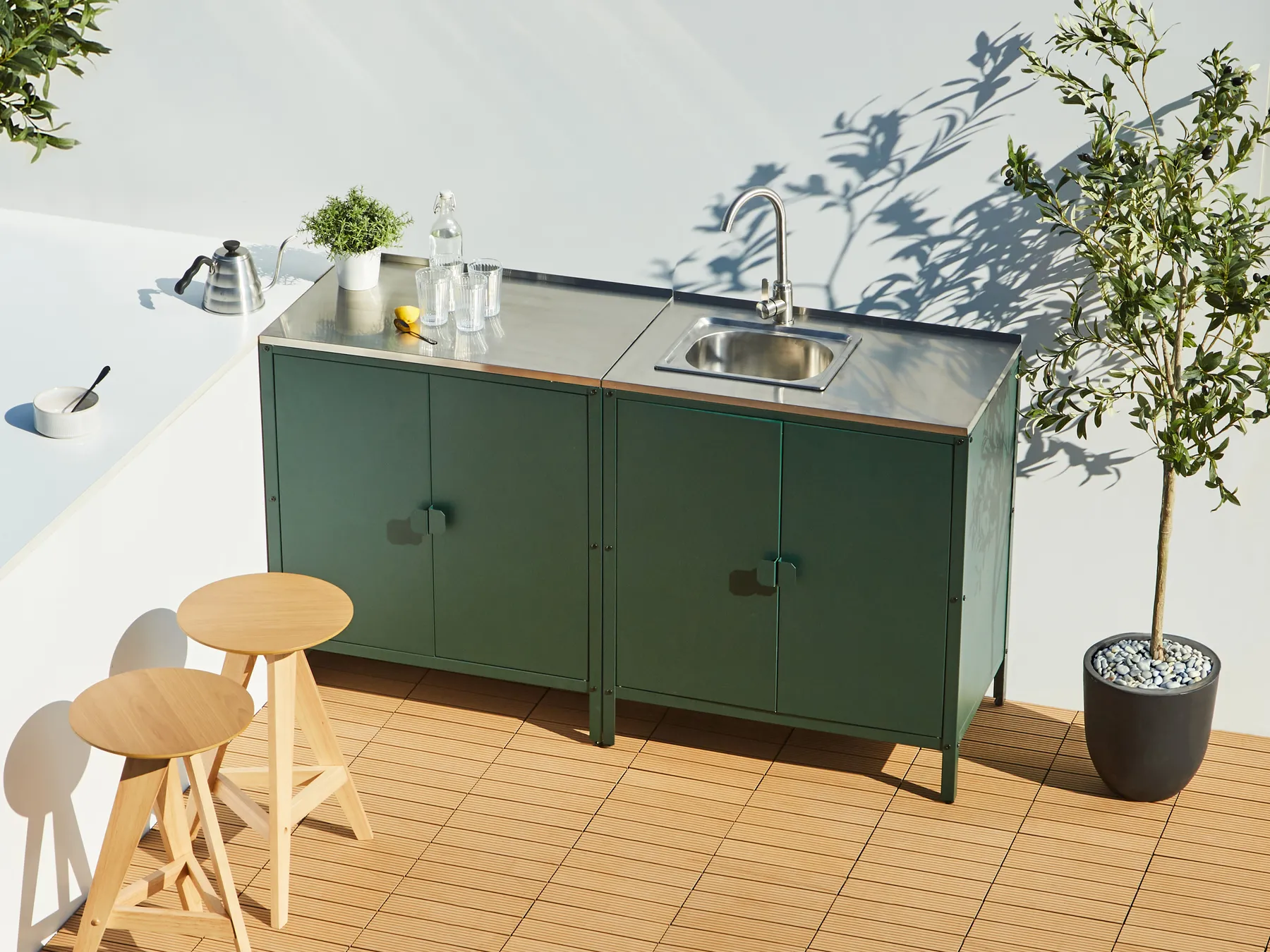 Outdoor Kitchen Cabinet with Sink VILAMA Green_973942