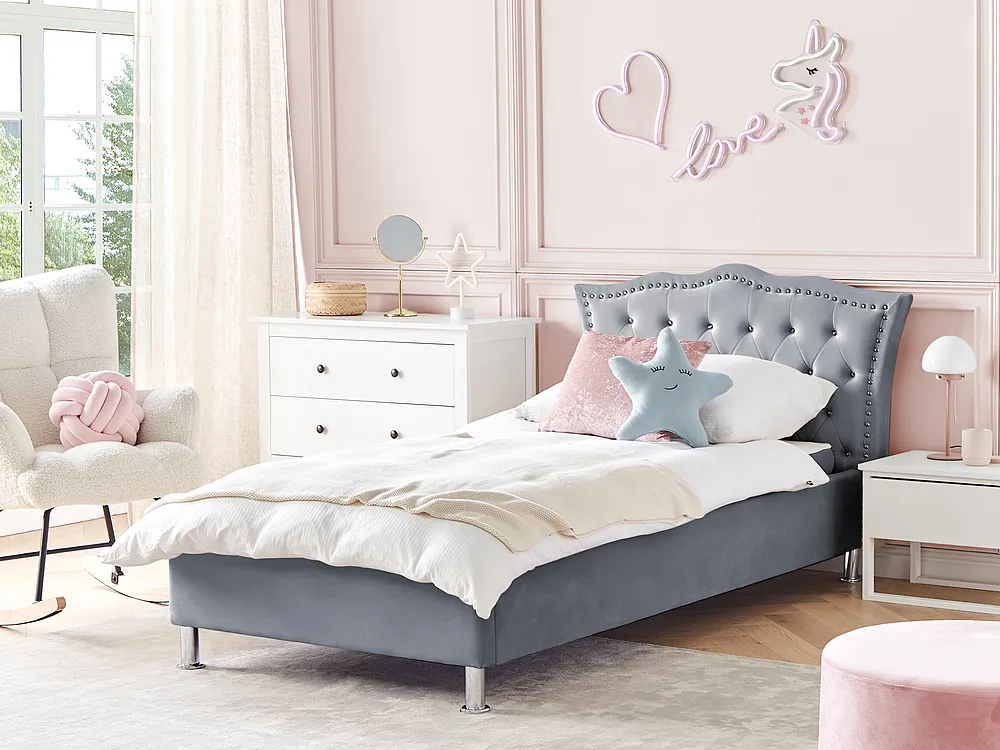 Bed Velvet METZ 90 x 200 cm (EU Single) Grey_861360