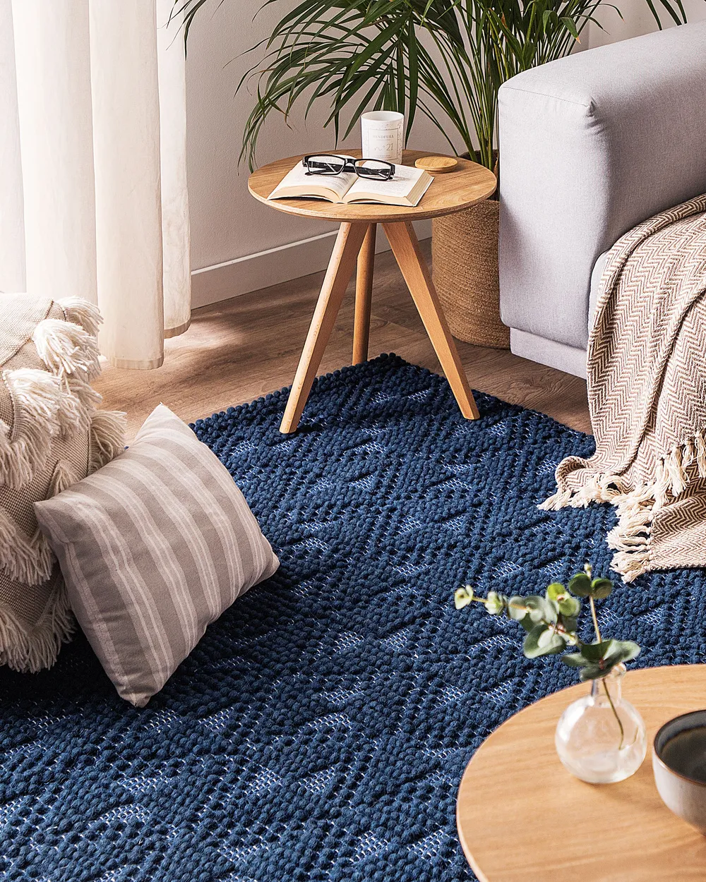 Rug SAVRAN Navy Blue 140 x 200 cm Wool