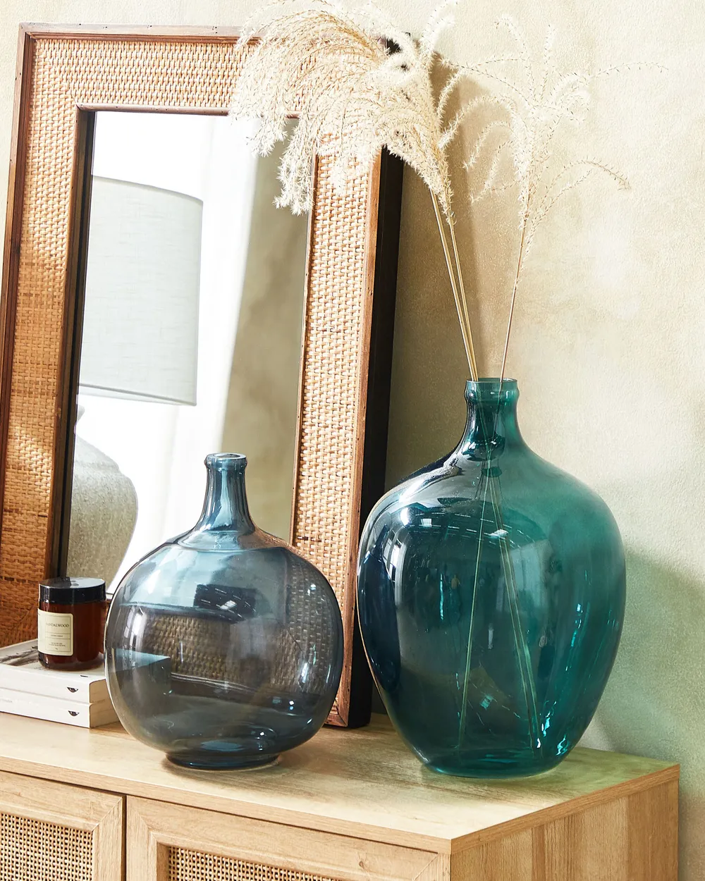 Flower Vase ROTI 39 cm Glass Turquoise