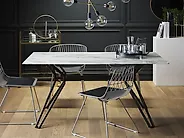 Dining Table BALLINA White Marble 160 cm 90 cm Tempered Glass_1183209