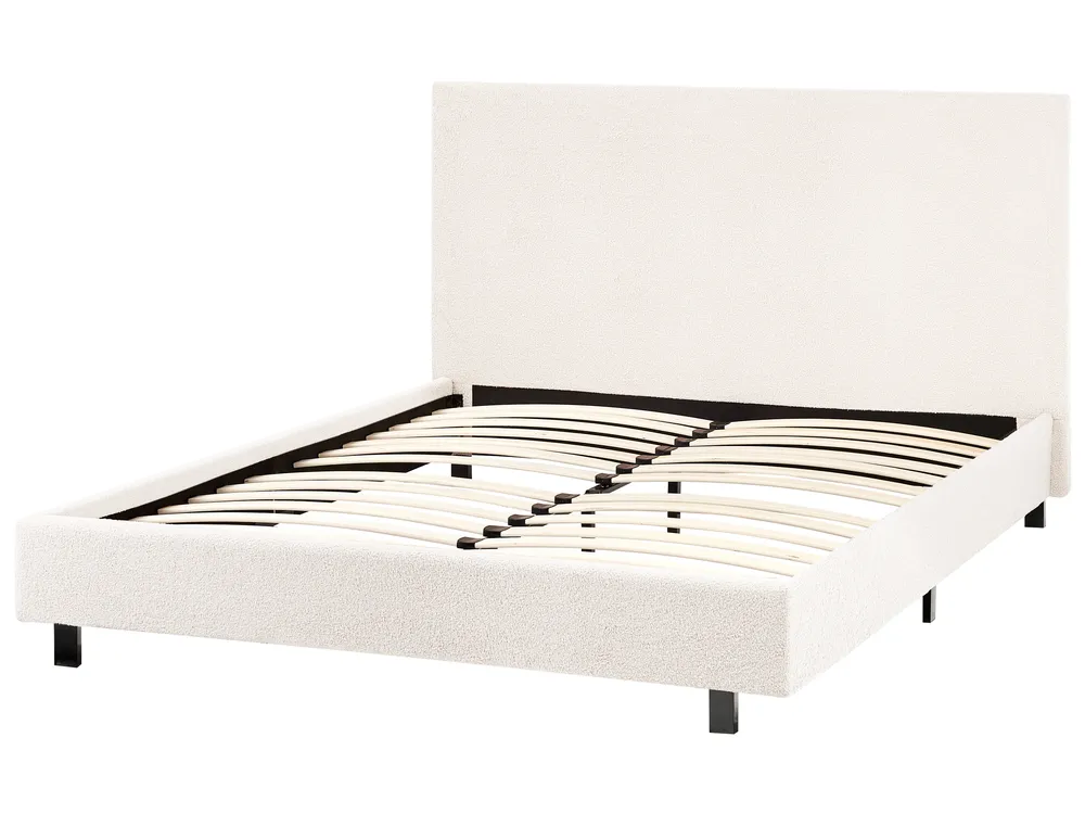 Säng med lamellram Bouclé ALBI 120 x 200 cm Off-White_1060917
