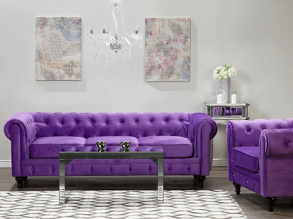 Sohva 3-istuttava CHESTERFIELD Sametti Violetti