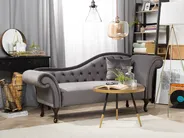 Right-Hand Chaise Longue LATTES Velvet Grey_738706