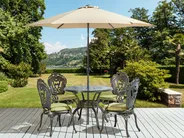 Garden Dining Set 4 Seater SAPRI with Parasol (16 Options) Metal Dark Brown_877715