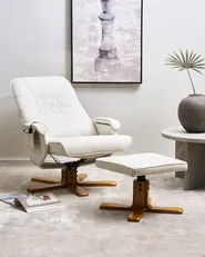 Massagestol RELAXPRO med fotpall Konstläder Off-White_948130