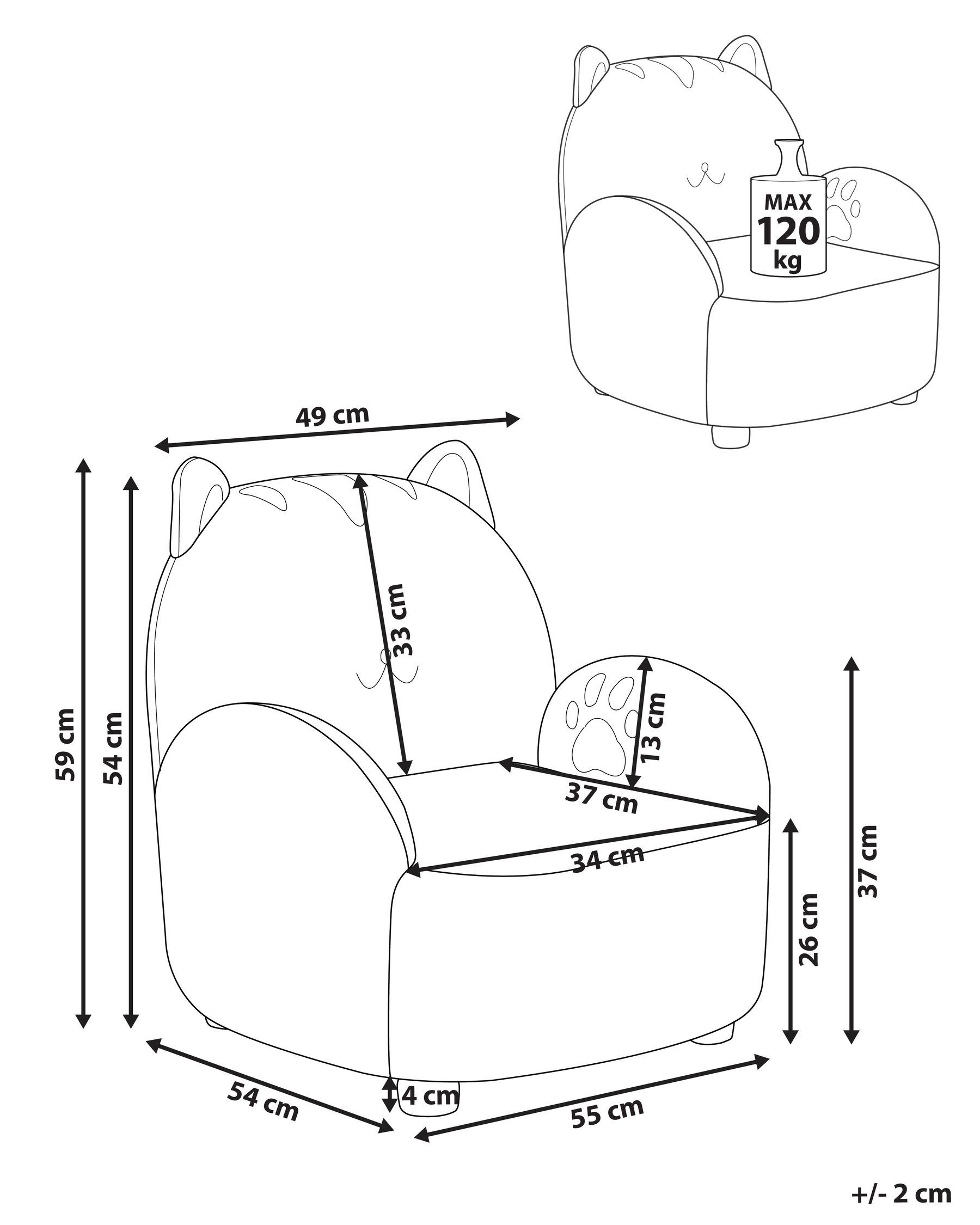 Kids Armchair Cat ZOAR Boucle Off-White_975919