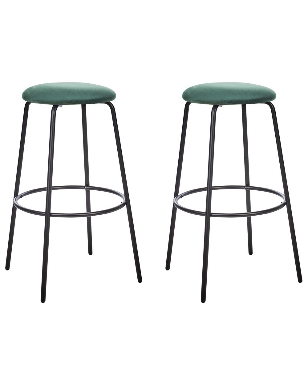 Set of 2 Bar Chairs MORTON Velvet Emerald Green