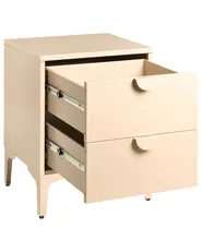 2 Drawer Bedside Table ARDURA Metal Beige_1077651
