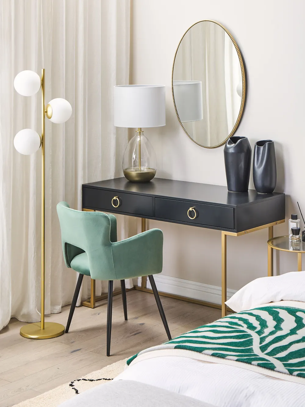 Konsolbord WESTPORT 115 cm 50 cm med lådor Svart/ Guld_845069