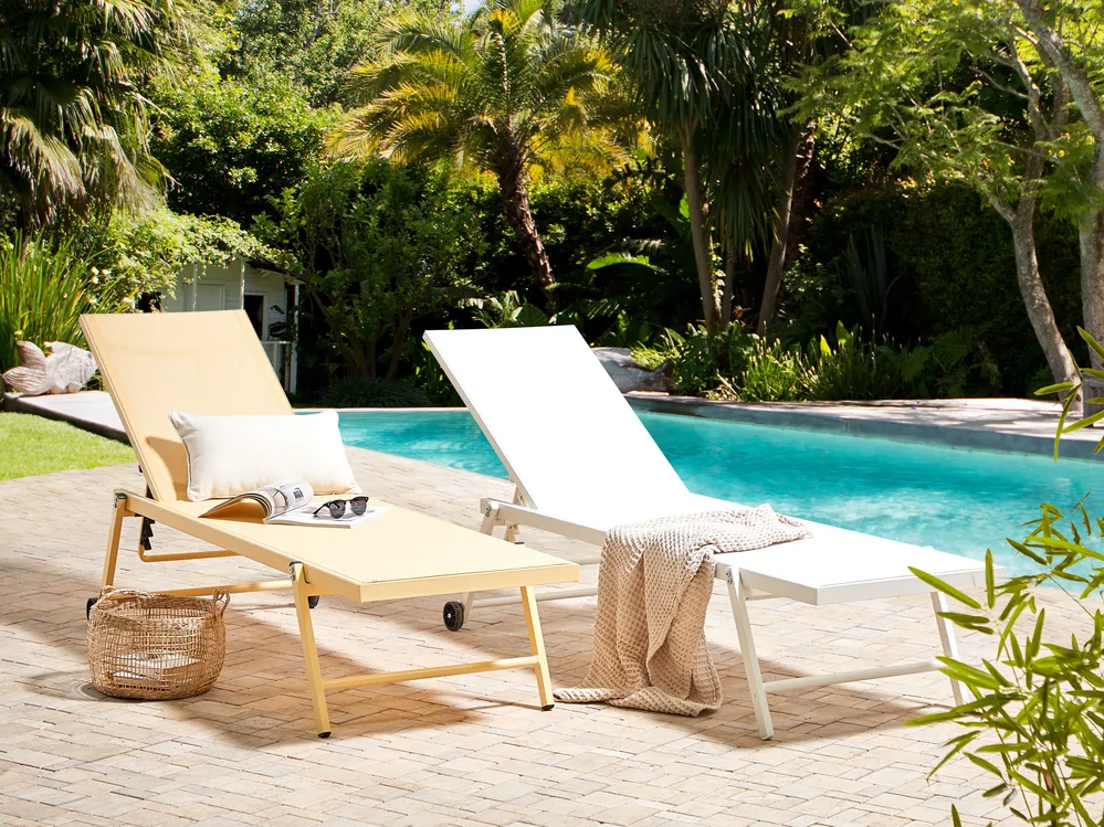 Sun Lounger PORTOFINO Reclining Metal White