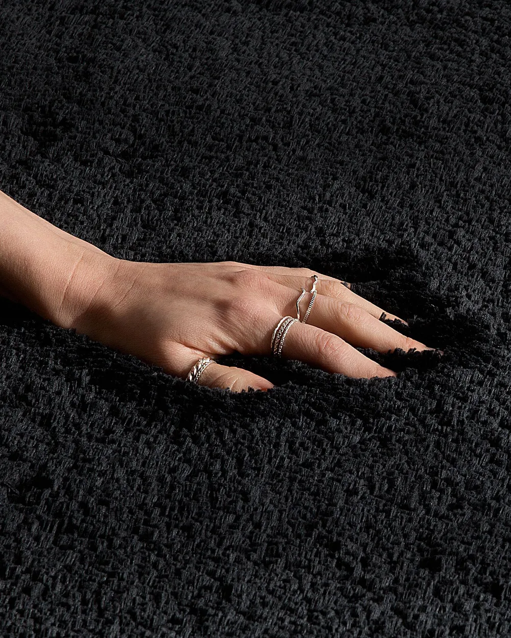 Shaggy Rug EVREN Black 200 x 200 cm_758546