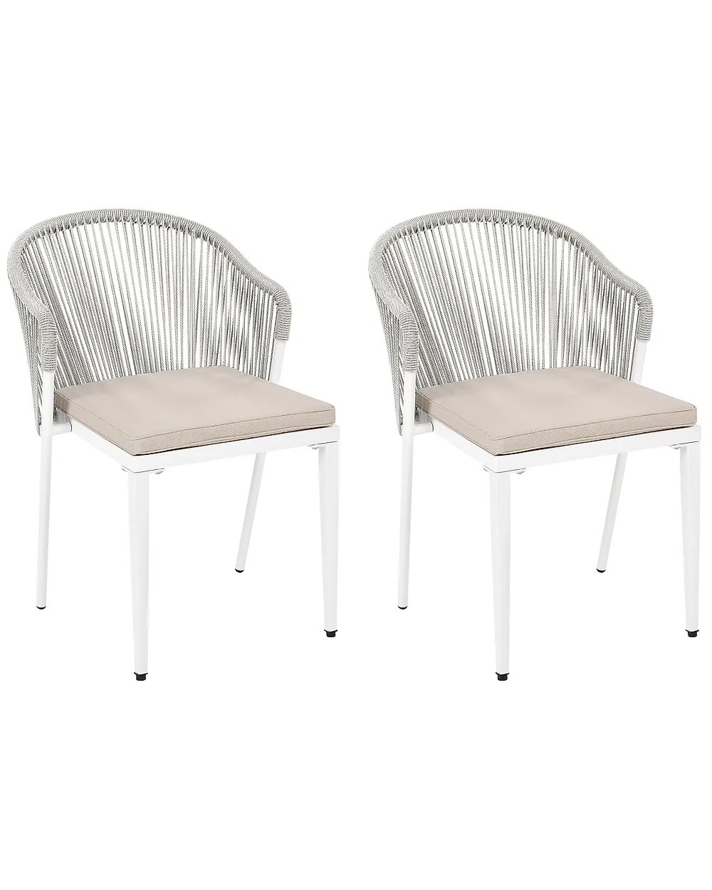 Sett med 2 hagestoler med puter PARANEA Metall Off white
