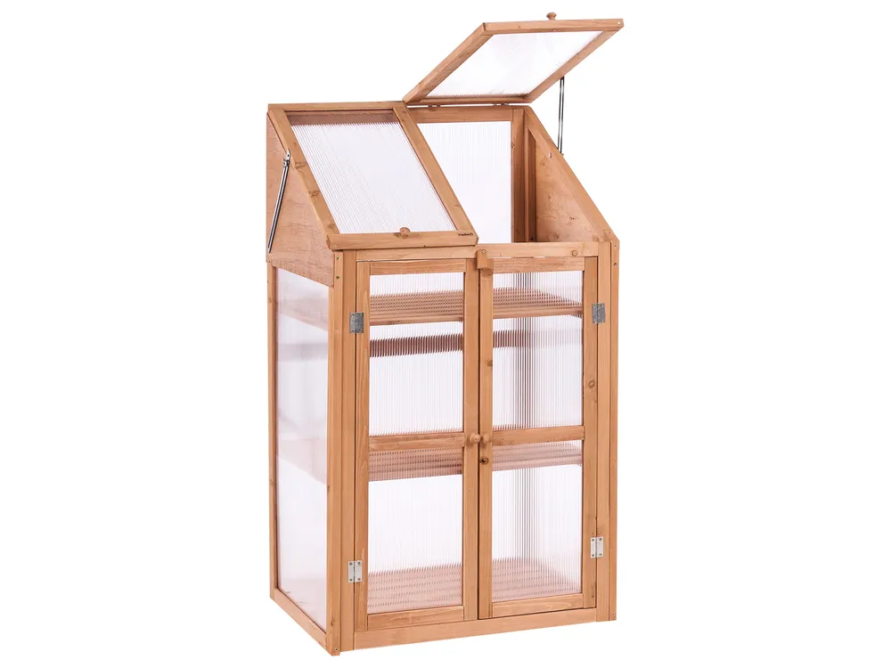 Balcony Greenhouse VOLVERA 67 cm 49 cm Fir Wood Light Brown_1024144