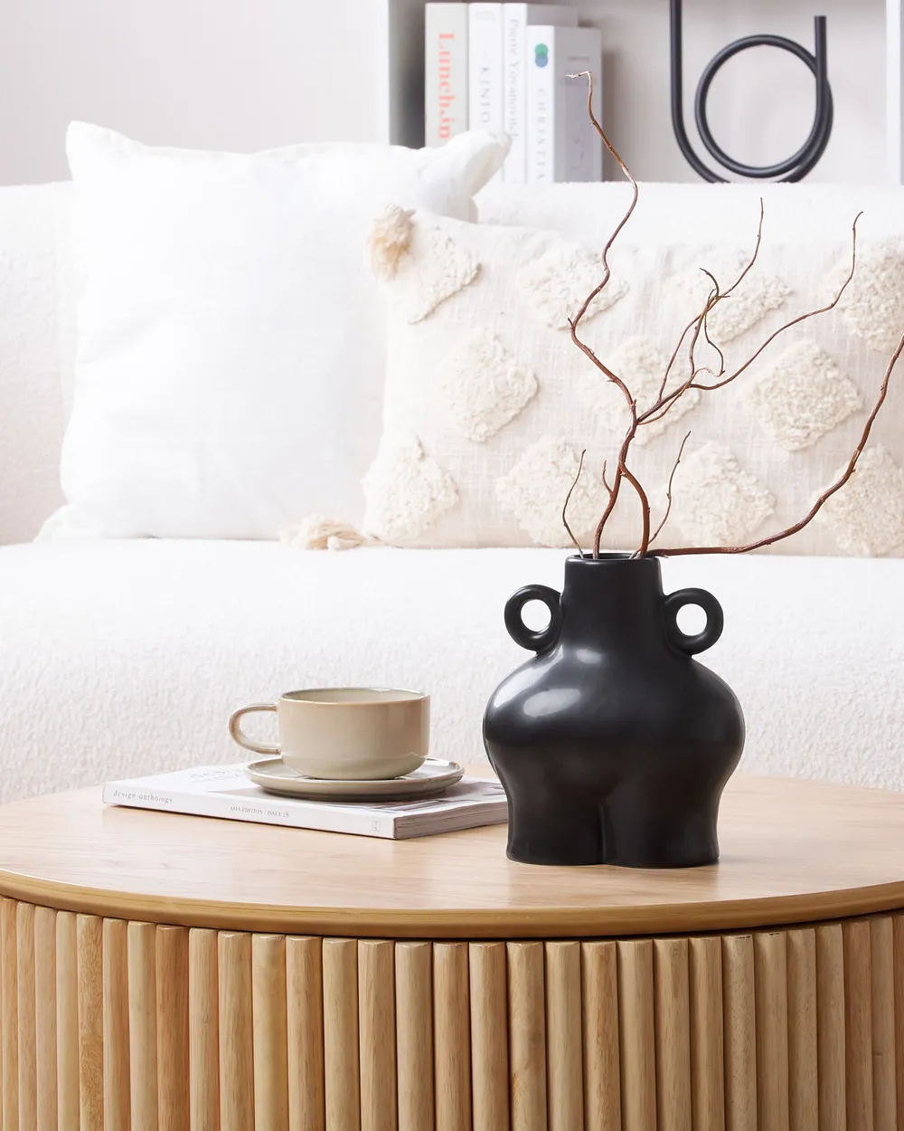 Flower Vase NAFPLIO 20 cm Ceramic Black