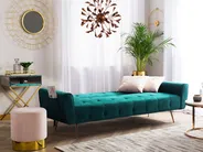 Sofa Bed 3 Seater SELNES Velvet Emerald Green_754160