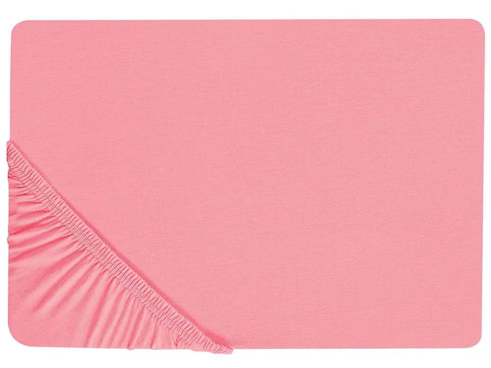 Fitted Sheet JANBU 160 x 200 cm Cotton Coral
