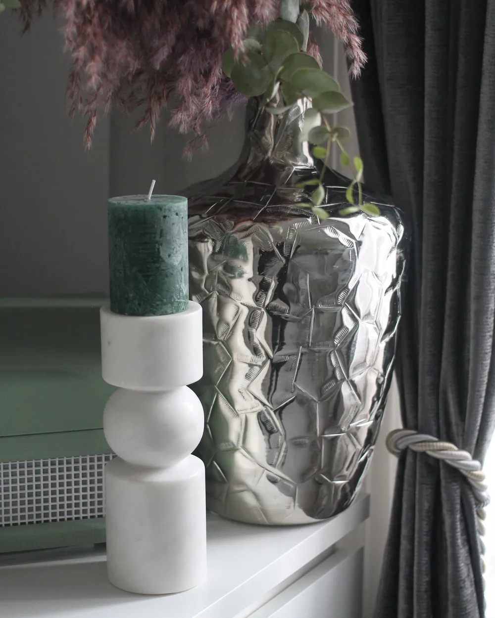 Candle Holder IOANNINA 20 cm Stone White_973065