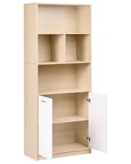 2 Door Bookcase ZEHNA Light Brown/ White_1036864