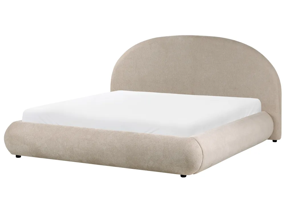 Ottoman Bed GRASSE Fabric Taupe 180 x 200 cm (EU Super King)