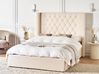 Ottoman Bed LUBBON Velvet Off-White 140 x 200 cm (EU Double)