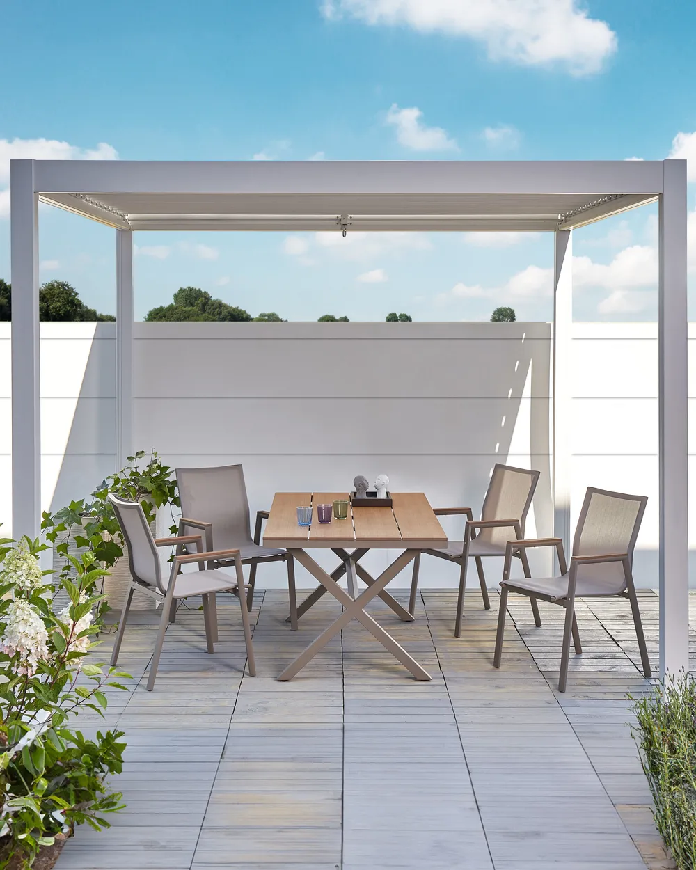 Set of 4 Garden Chairs TIANO Metal Taupe