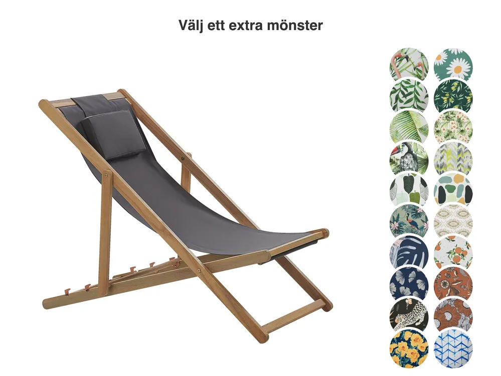 Hopfällbar solstol AVELLINO med ersättningstyger Akaciaträ Mörkbrun_860143