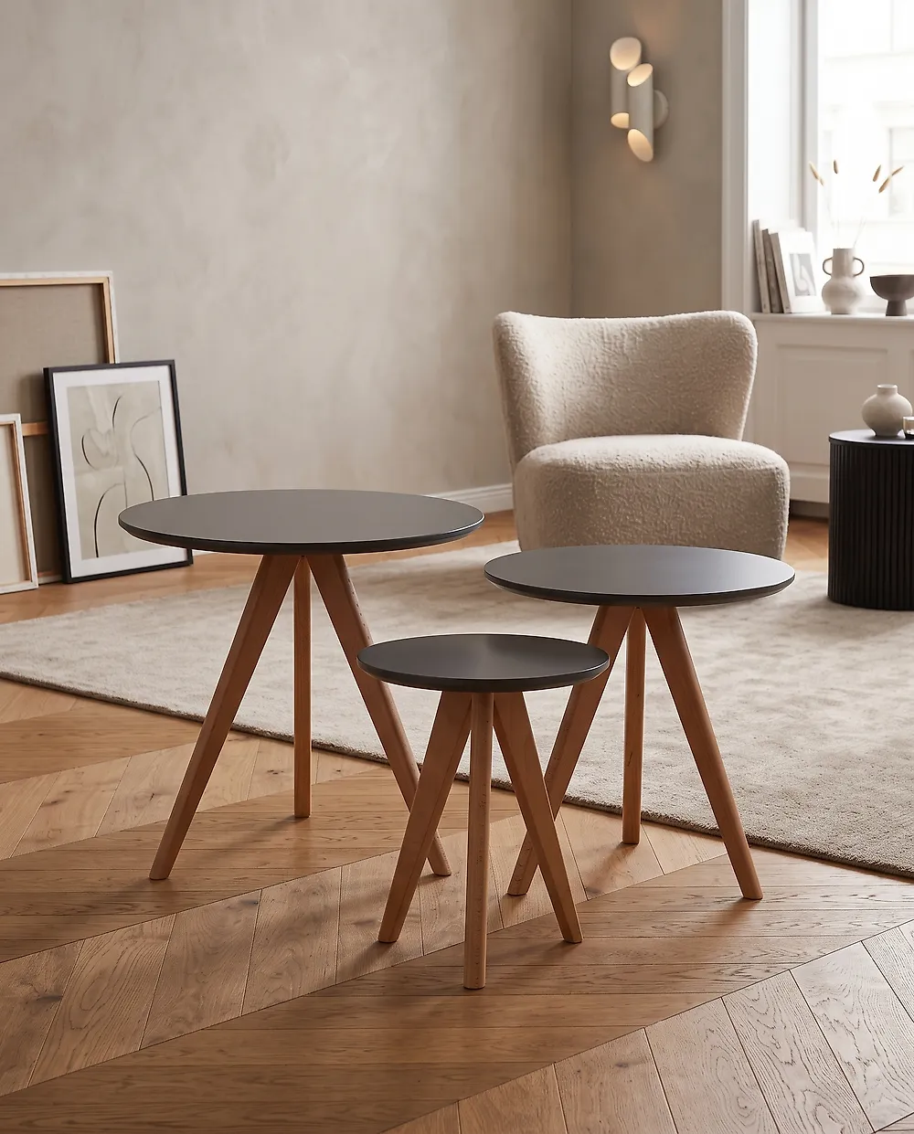 Set of 3 Coffee Tables VEGAS Grey_1179931
