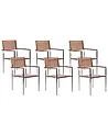 Set of 6 Garden Chairs VIAREGGIO Certified Teak Wood Brown