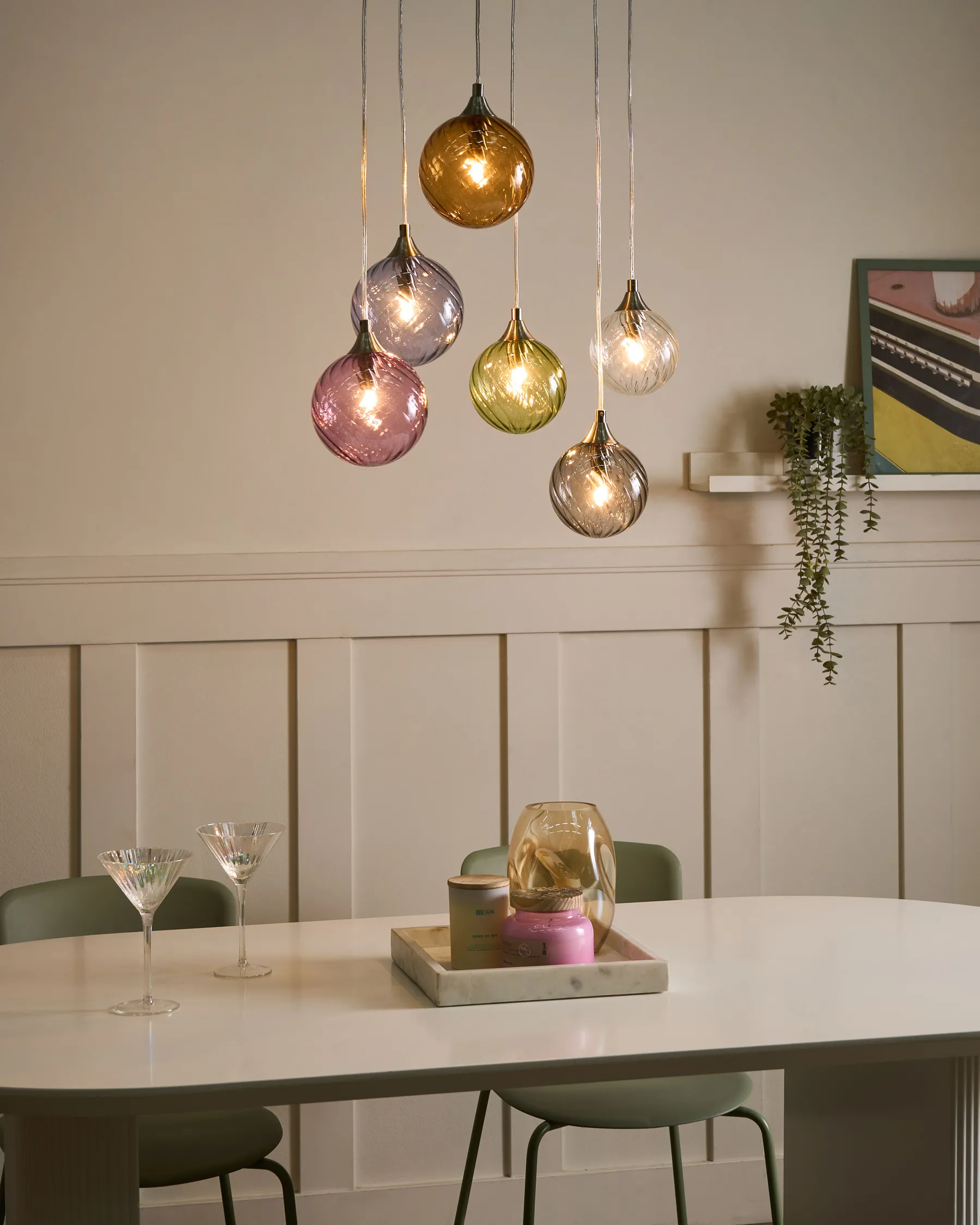 6 Light Pendant Lamp TUDDI Glass Multicolour_1033889