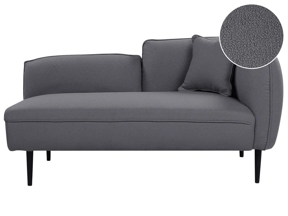 Right-Hand Chaise Longue CHEVANNES Boucle Dark Grey