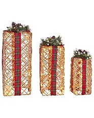Set med 3 juldekorationer LED KAUSALA 65/55/45 cm Julklappar Brun_1179596