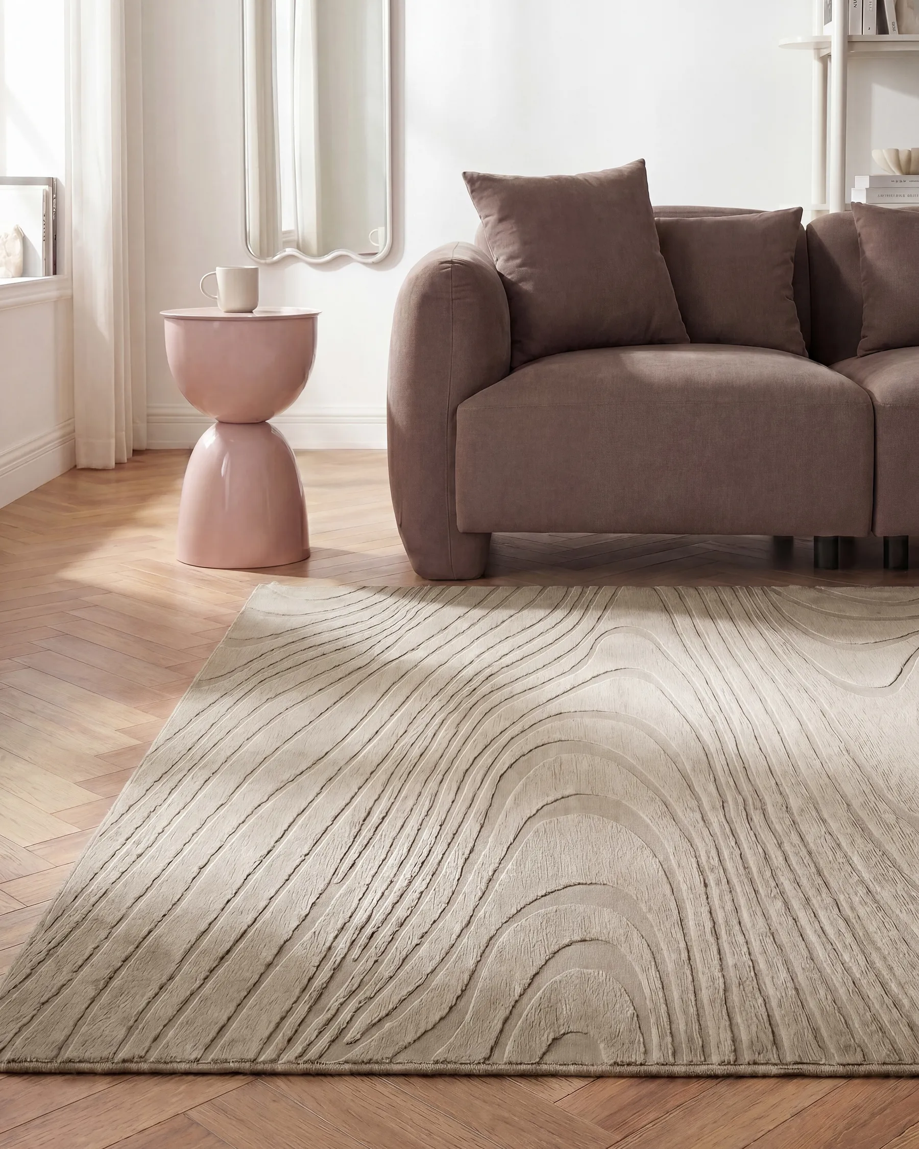 Faux Fur Rug ONTAKE Beige 160 x 230 cm_1093340