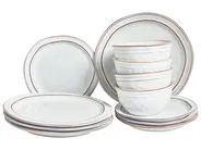 Set of 12 Dinnerware CHIVES Stoneware Light Grey_956446