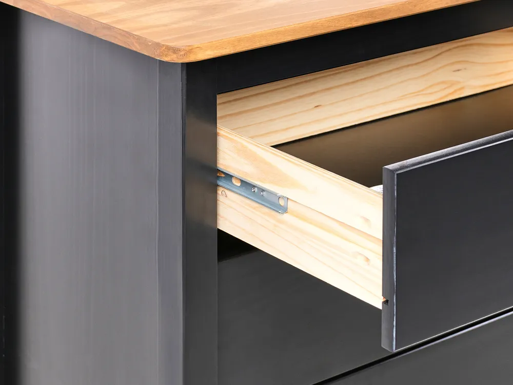 5 Drawer Chest SHILLINGTON Pine Wood Black_966223