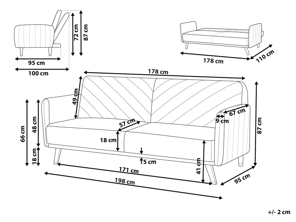 Sofa Bed 3 Seater SENJA Faux Linen Light Beige_944840