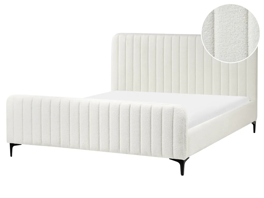 Bed Boucle LUNAN 160 x 200 cm (EU King Size) Off-White