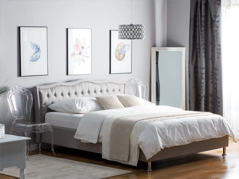 Bed Fabric METZ 160 x 200 cm (EU King Size) Light Grey