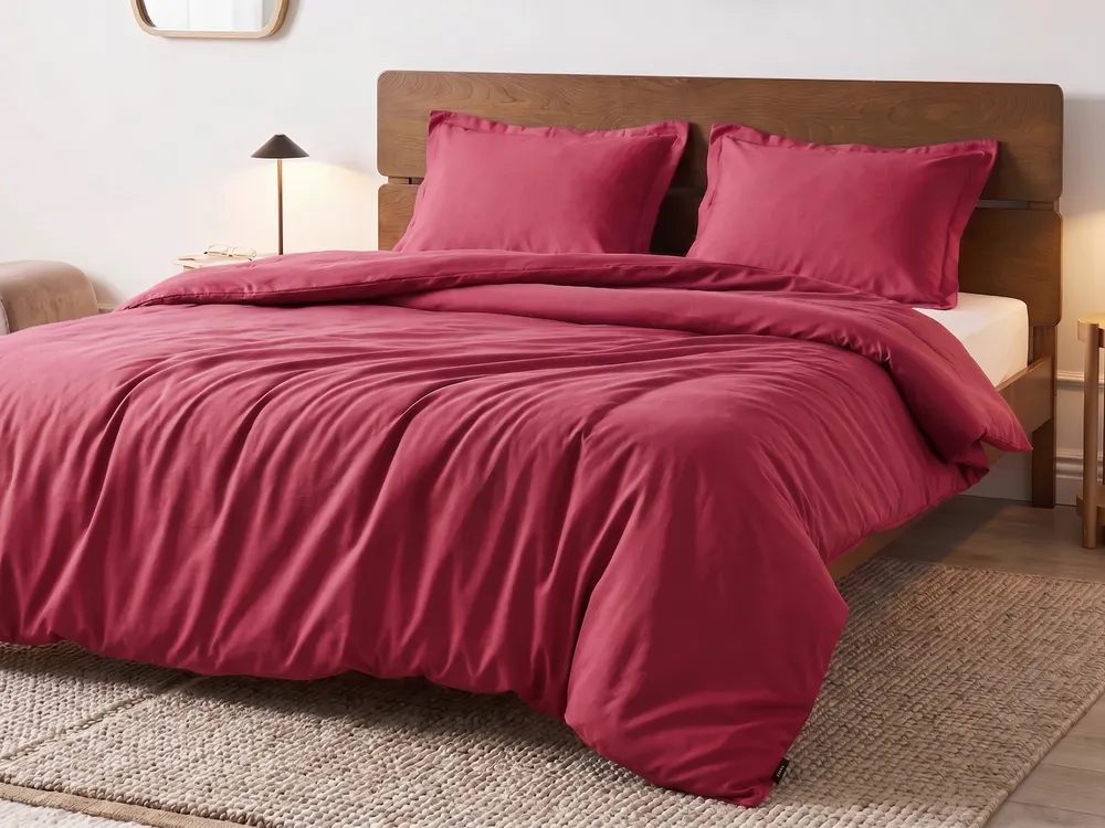 Duvet Cover Set PARKROSE 200 x 200 cm Sateen Cotton Burgundy