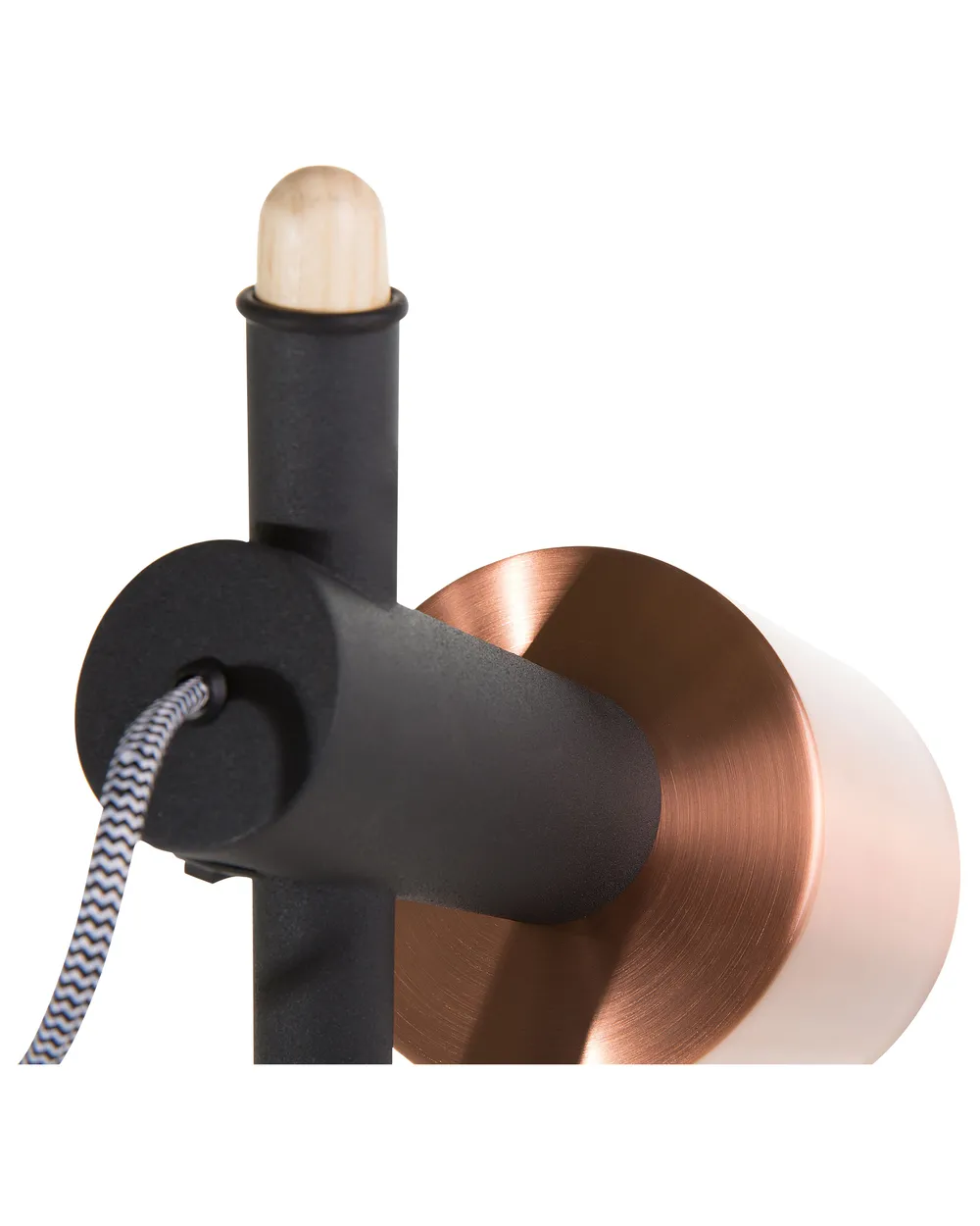 Floor Lamp OWENS Adjustable Oak Wood Black_664850
